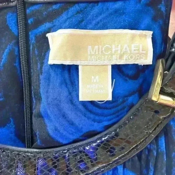 Michael Kors Printed Blue Stretch Midi Dress - Picture 2 of 8